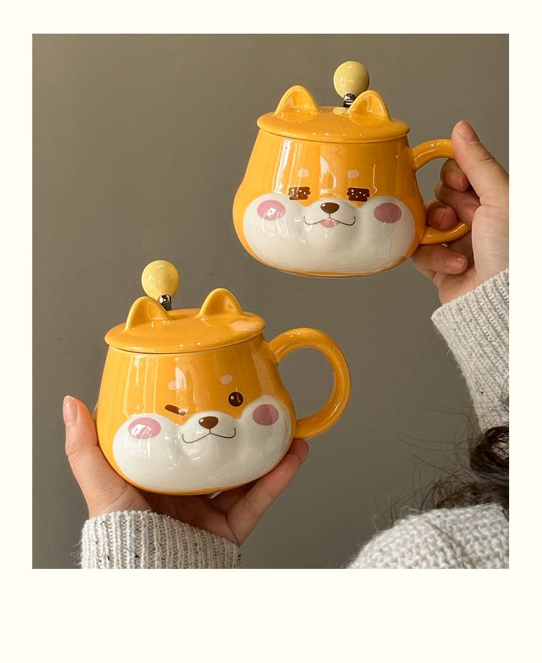 Ceramic Cup With Lid, High Value Ins Style, Home Couple Water Cup, Souvenir Gift Mug_voghion.com