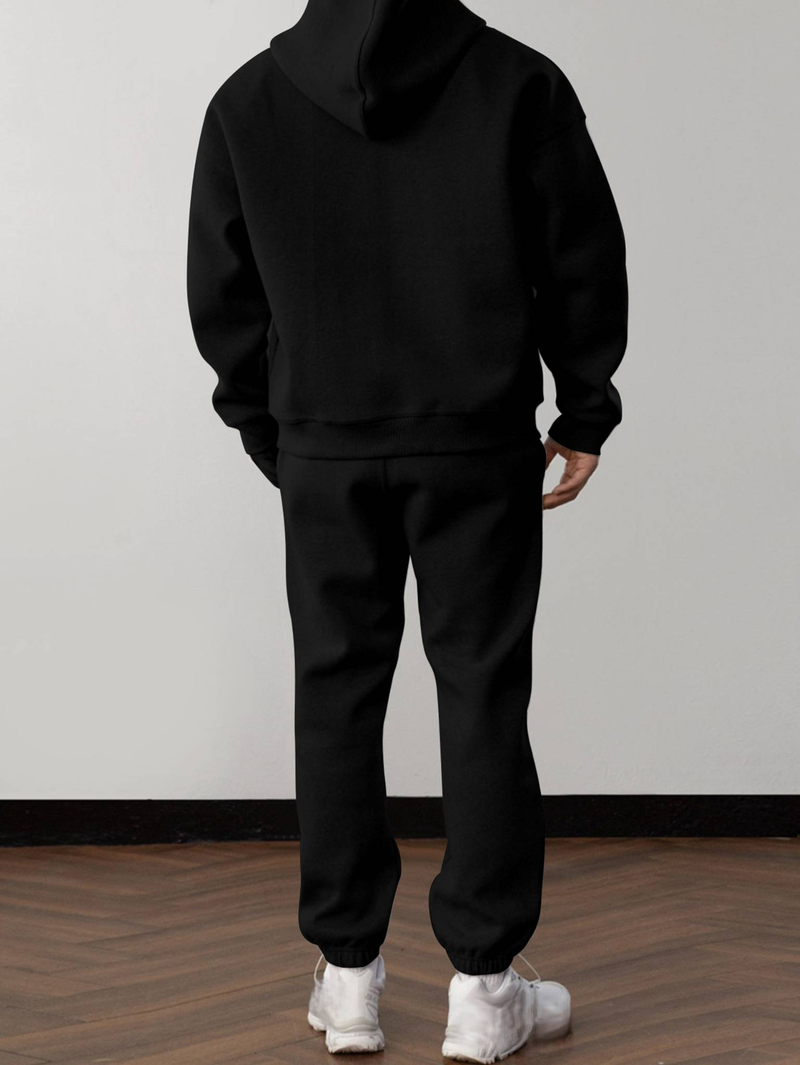 Men's Casual Sport Set – Breathable Stretchy Hoodie & Joggers, Solid Color Matching Outfit For Gym, Lounge & Everyday Wear_voghion.com