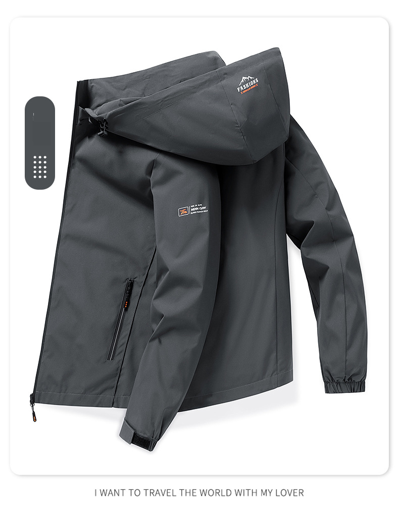 Men's Clothing Three Proof Men's Waterproof Windproof Detachable Hood Jacket For Outdoor Work Casual Wear (Black, Dark Grey, Khaki, Olive Green)_voghion.com