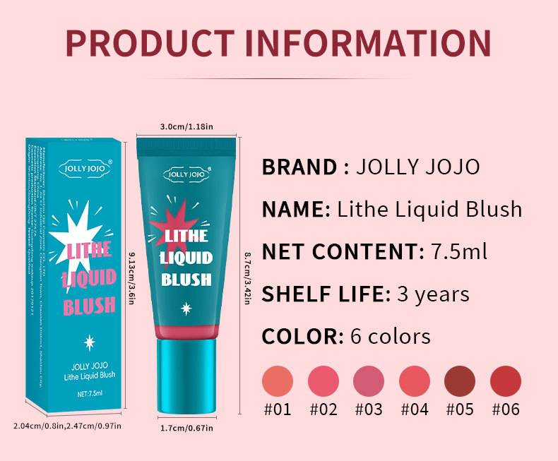 JOLLYJOJO Liquid Blush: Vielseitig einsetzbar für Lippen und Wangen, natürliche Kontur, glatt und zart, Einzelfarbe_voghion.com