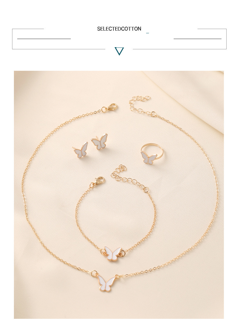 Collane La collana con farfalla smaltata bianca è squisita, semplice e versatile, moda di nicchia, catena per clavicola di alta gamma, set di collane per temperamento_voghion.com