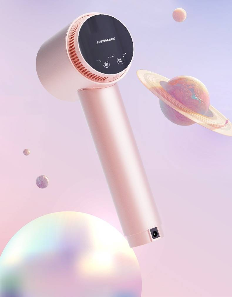 Sèche-cheveux ionique professionnel avec charge rapide USB-C - 6 vitesses, design pliable et doubles buses_voghion.com