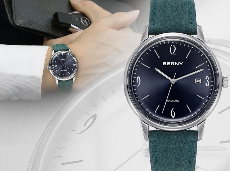 BERNY Automatic Watches For Men Fashion 20ATM Waterproof Super Luminous Mechanical Silver Watch Date Stainless Steel Sapphire Analog Wrist Watch_voghion.com
