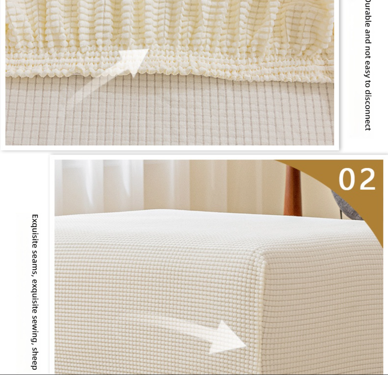 Dehnbarer Ottomanenbezug aus Polyester – Komplett abdeckendes Design ohne Reißverschluss, Karomuster, verschiedene Größen und Farben (Corn Grain Serie)_voghion.com