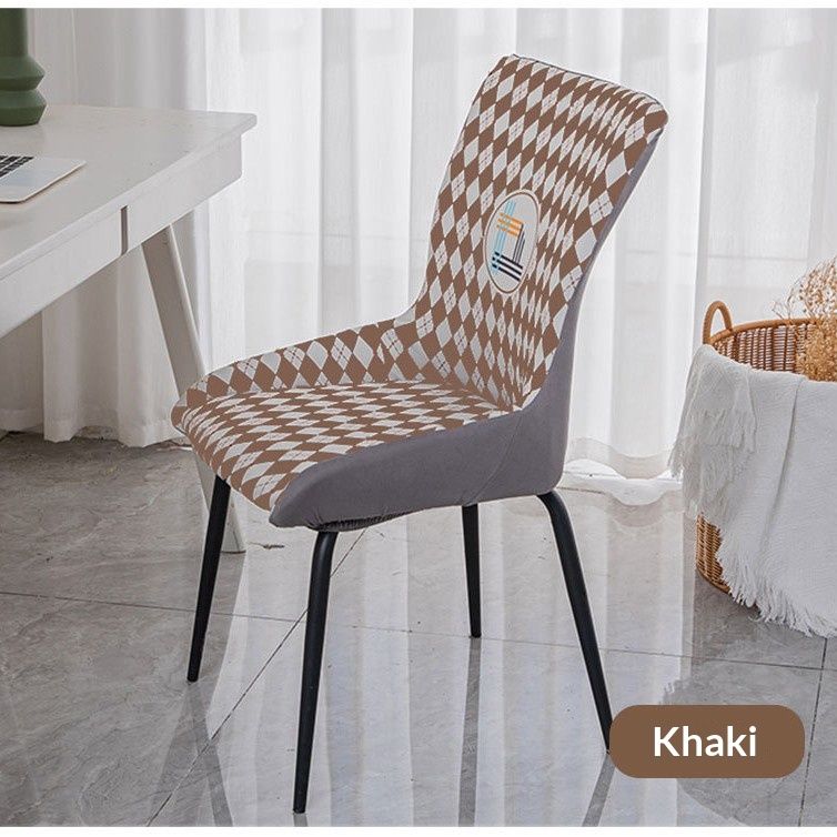 Housses de chaises extensibles à carreaux modernes – Housses en polyester antidérapantes, taille universelle pour chaises de salle à manger rondes (lot de 2/4)_voghion.com