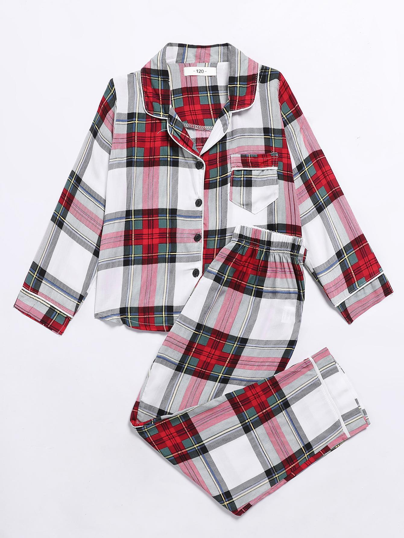 Conjunto de traje de hogar familiar de manga larga para niños grandes de pijamas para niños_voghion.com