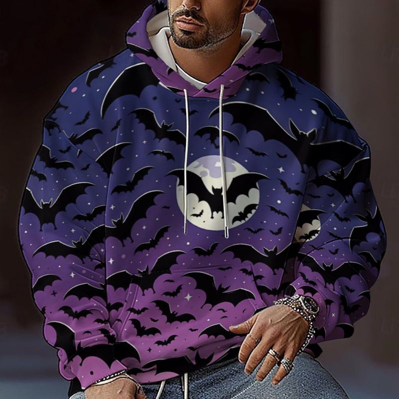 2024 Herbst und Winter Halloween 3D-gedrucktes Kürbiskopfelement Kapuzenpullover Lässiges Sweatshirt Herrenoberteil_voghion.com