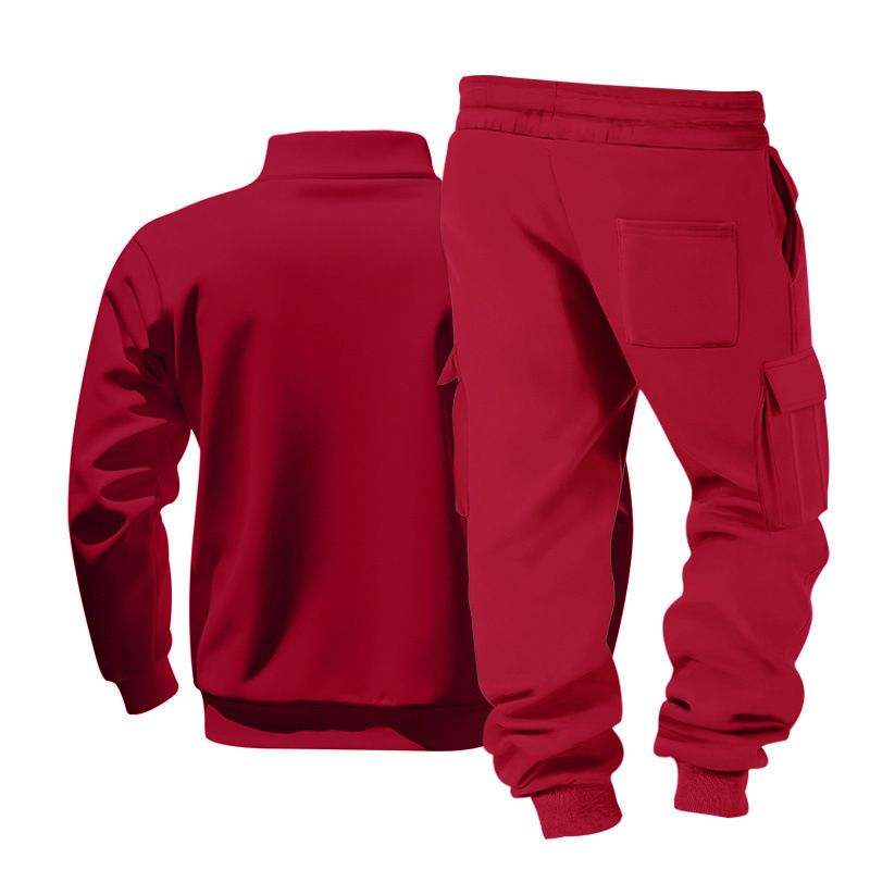 Schwerer Fleece-Pullover mit Stehkragen und halbem Reißverschluss für Herren, Kapuzenpullover und Hose – lässiges Arbeitskleidungs-Jogging-Outfit (erhältlich in S–XXXL, mehrere Farben)_voghion.com