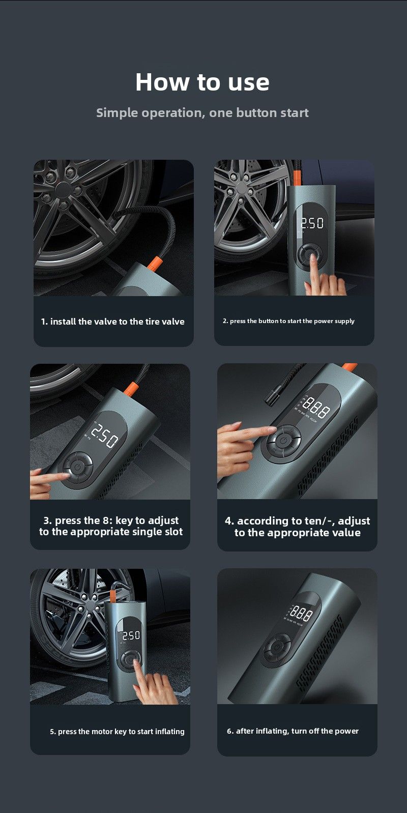 Intelligent Digital Display Tire Inflation, Wireless Charging, Electric Pump For Automobiles, High-power Vehicle Air Pump Cylinder_voghion.com