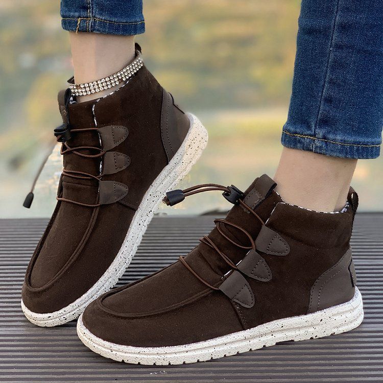 Zapatos casuales de talla grande para otoño e invierno 2025, botas cortas con banda elástica y tacón de plataforma para mujer_voghion.com