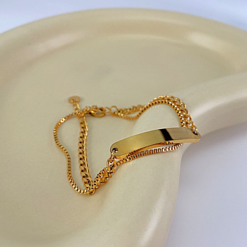 Women's Jewelry Fashion Titanium Steel Double Layer Stacking Summer Commuting All Match Stainless Steel Long Curved Brand Bracelet Female_voghion.com
