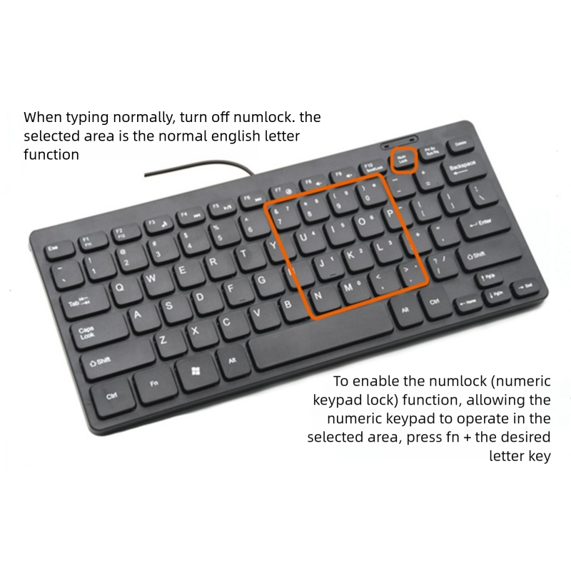 Schlanke Chocolate Notebook-Tastatur mit externer Kabel-Multimedia-USB-Schnittstelle_voghion.com