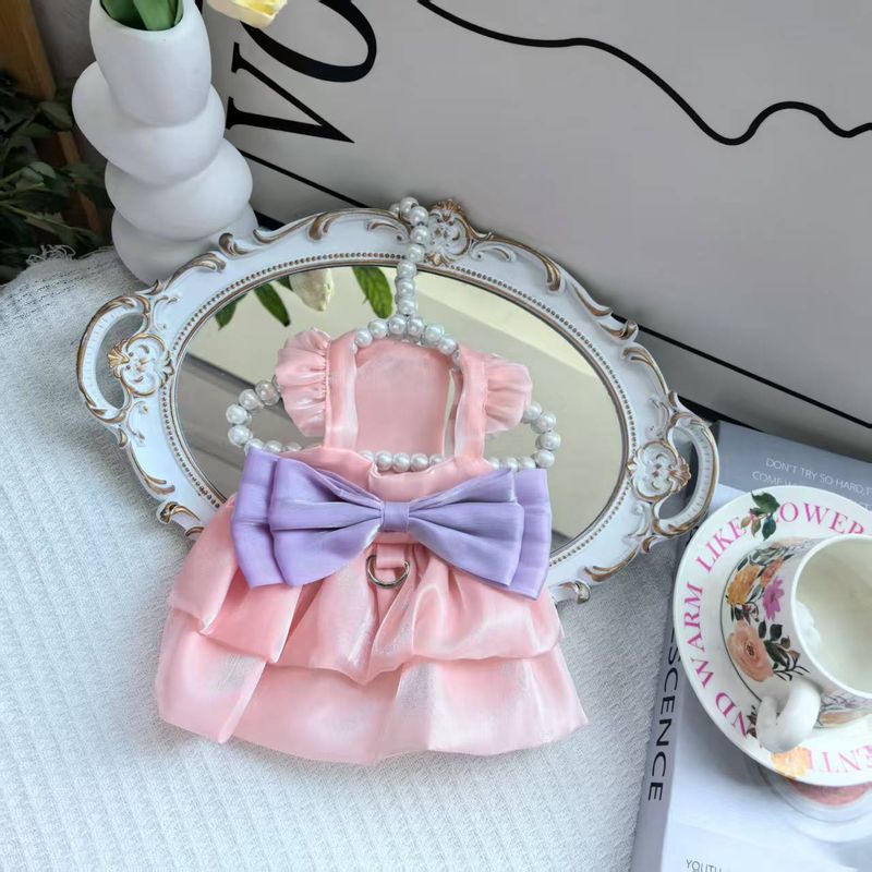 Haustier Kleidung Sommer Katze Prinzessin Bichon Frise Flatterärmel Bowknot Malteser Kleid_voghion.com