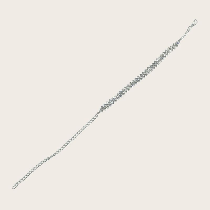 Shuosbai 1Pc Adjustable Extended Chain Sparkg Personality Rhombus Decorate Foot Rhie Stretch Anklet Women Jewelry_voghion.com