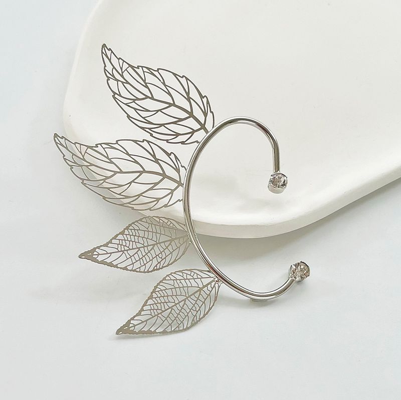 Minimalistische Mode funkelnde hohle Blattmanschetten, trendige Ohrclips ohne Piercing, Ohrringe, Zubehör_voghion.com