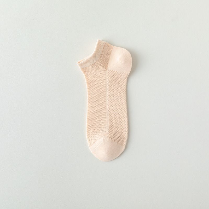 Women's Summer Thin Mesh Breathable Socks Pure Color Deodorant Sweat Absorbent Black Women's Low Top Ankle Socks_voghion.com