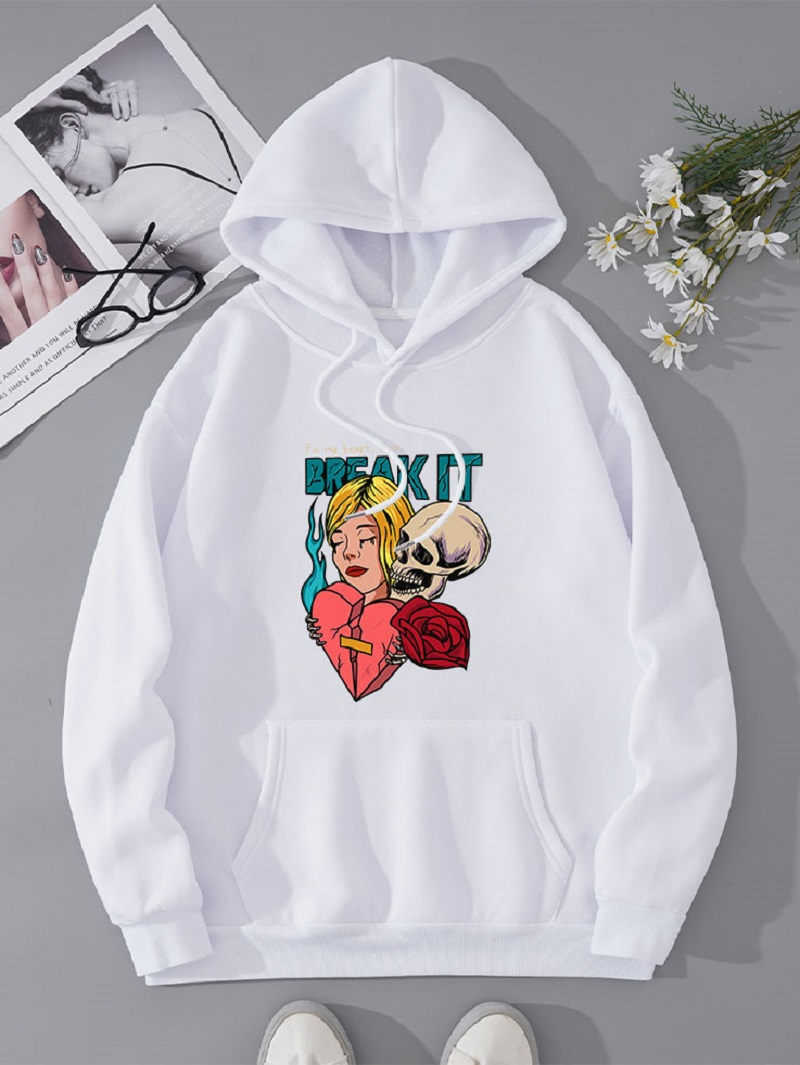 BREAK HEART Women's Hooded Crewneck Sweatshirt_voghion.com