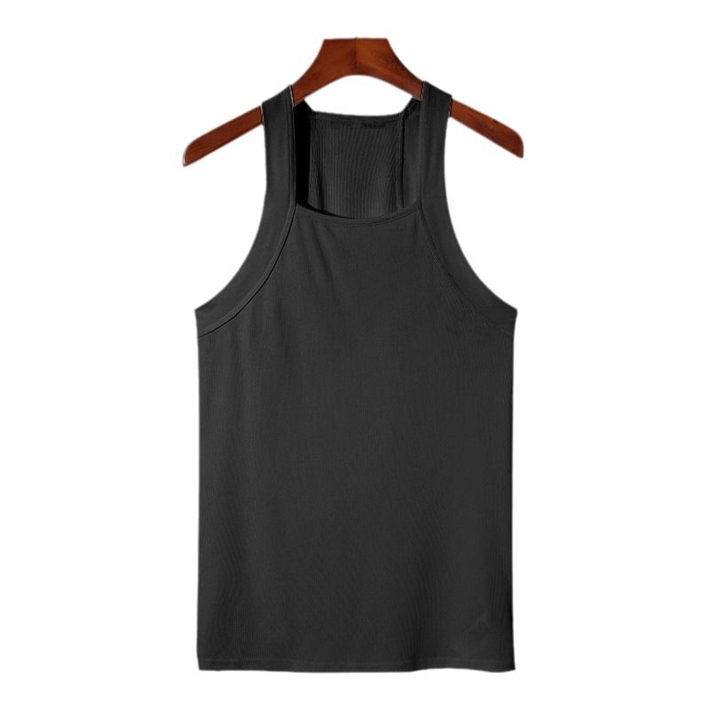 Abbigliamento maschile, moda maschile, senza maniche, colletto quadrato, cuciture a forma di I, gilet pesante, monospalla, bretelle da uomo._voghion.com