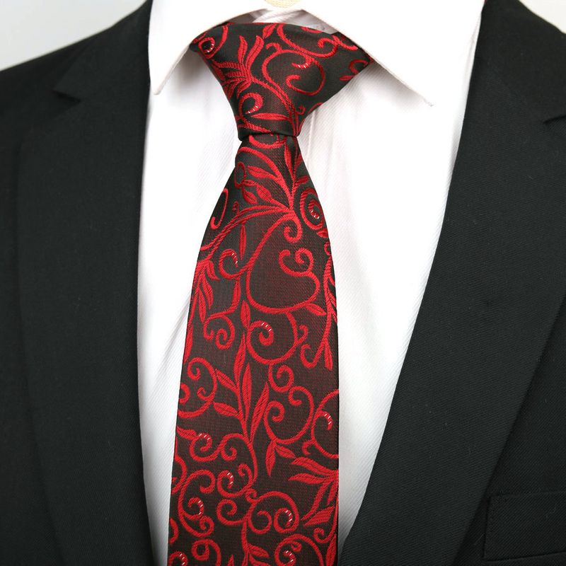für Herren, formelles Business, trendig, Bräutigam, Hochzeit, professionelles Anzughemd, Paisleymuster, Rot, Schwarz, Blau, Handkrawatte, 8 cm_voghion.com