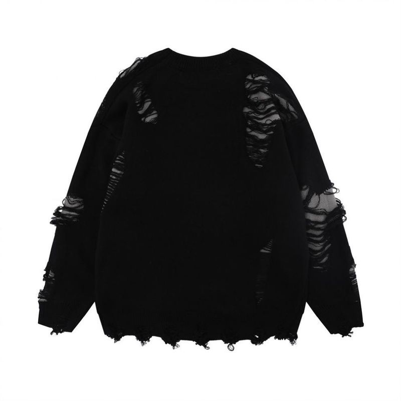 Herenkleding Luie gehaakte gatentrui Heren ronde halstrui Europese en Amerikaanse stijl Losse lange mouwen Casual pullovertrui_voghion.com