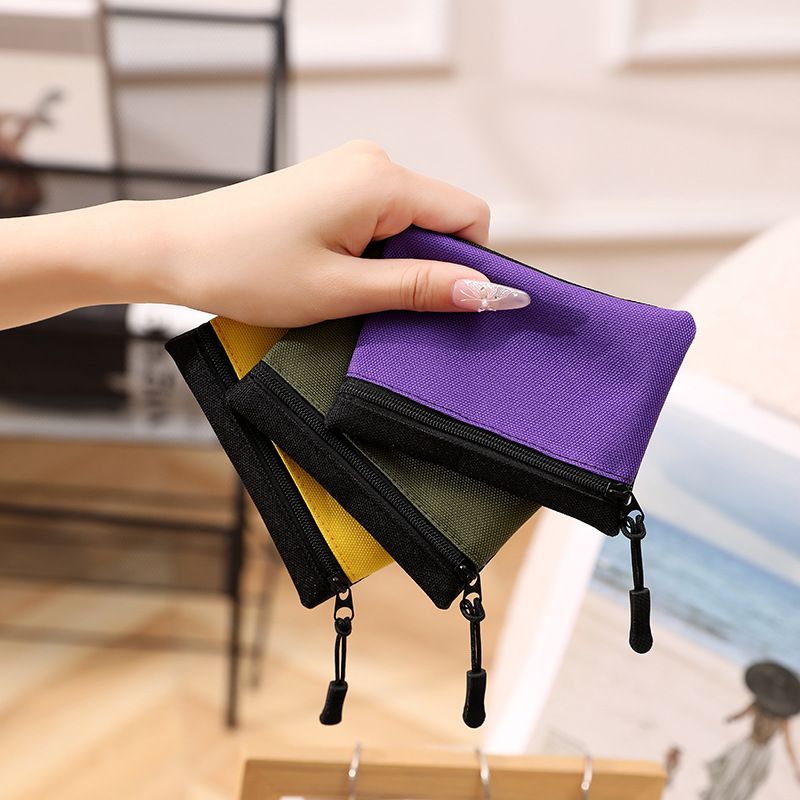 Borsa in tela per uomo e donna, in tessuto, con cerniera, per riporre monete, piccola borsa portatile e casual._voghion.com