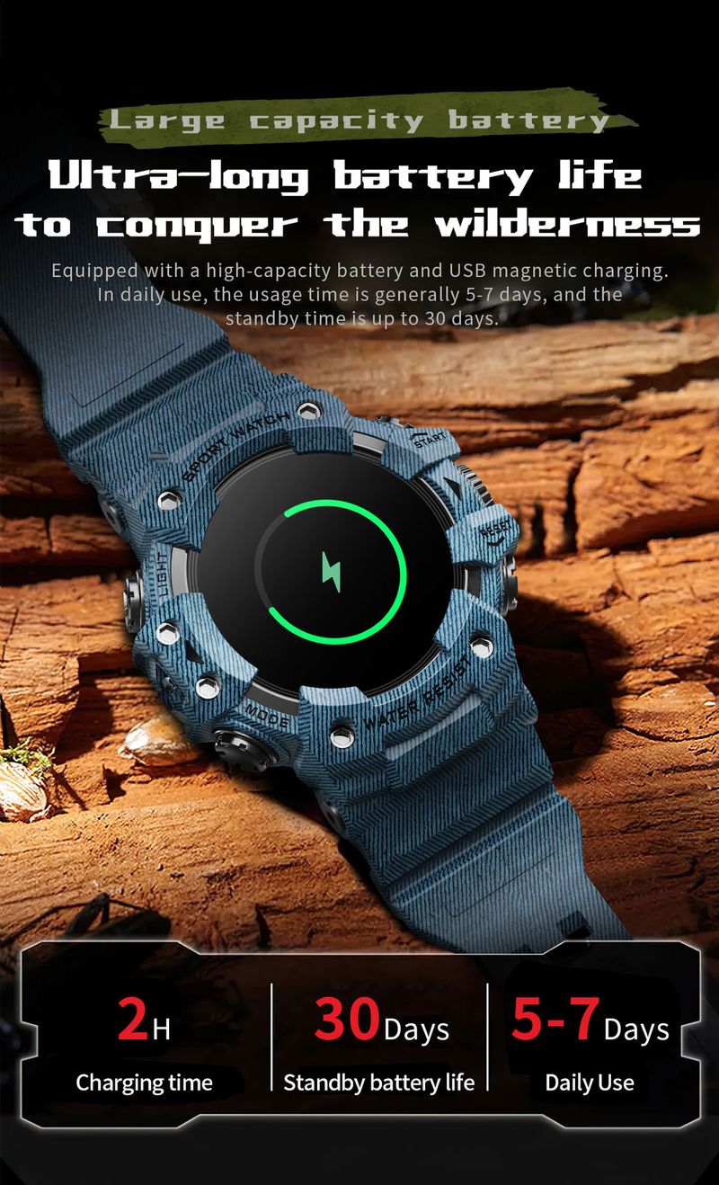 Inteligentny zegarek sportowy z funkcją inteligentnego przypomnienia, pulsometrem, tlenem we krwi, snem i latarką_voghion.com