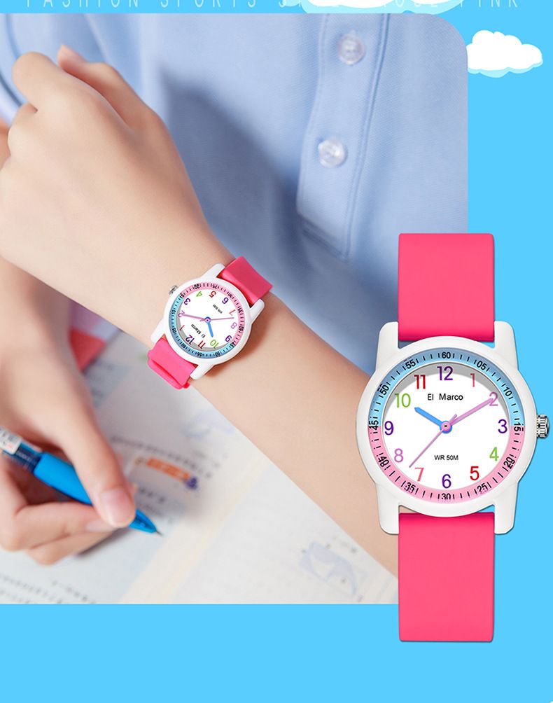 Round Dial Waterproof Quartz Watch For Kids And Teens - Stylish Casual Timepiece With 50M Water Resistance, Japanese Movement, And Durable TPU Strap_voghion.com