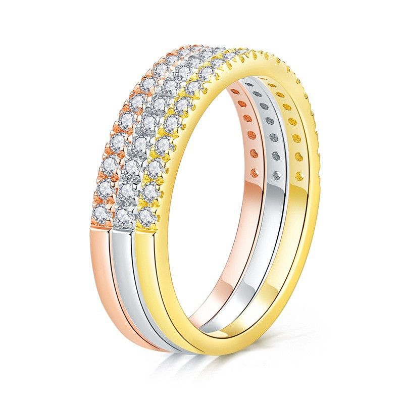 Stapelbare ringset met Moissanite van 18 karaat verguld sterlingzilver (S925) voor dames, elegante geometrische minimalistische sieraden in wit/geel (Amerikaanse maat 5-9)_voghion.com