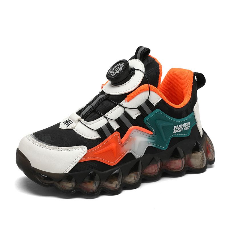 Boys' Sports 2025 Spring And Autumn Breathable New Rotating Buttons, Dad's Mid Size Children's Shoes, Soft Soles, Trendy_voghion.com
