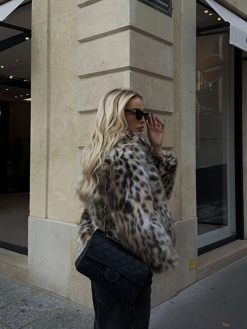 INDEFEIR Cappotto con stampa leopardata a maniche lunghe in pelliccia da donna, nuovo arrivo autunno-inverno_voghion.com