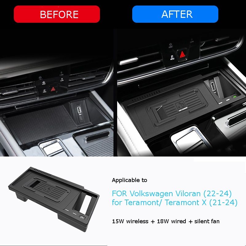 for Volkswagen VW Tharu X 18-20 /Tharu Teramont X Viloran TAYRON GTE Car Wireless Charger Mobile Fast Charging Pad Phone Holder_voghion.com