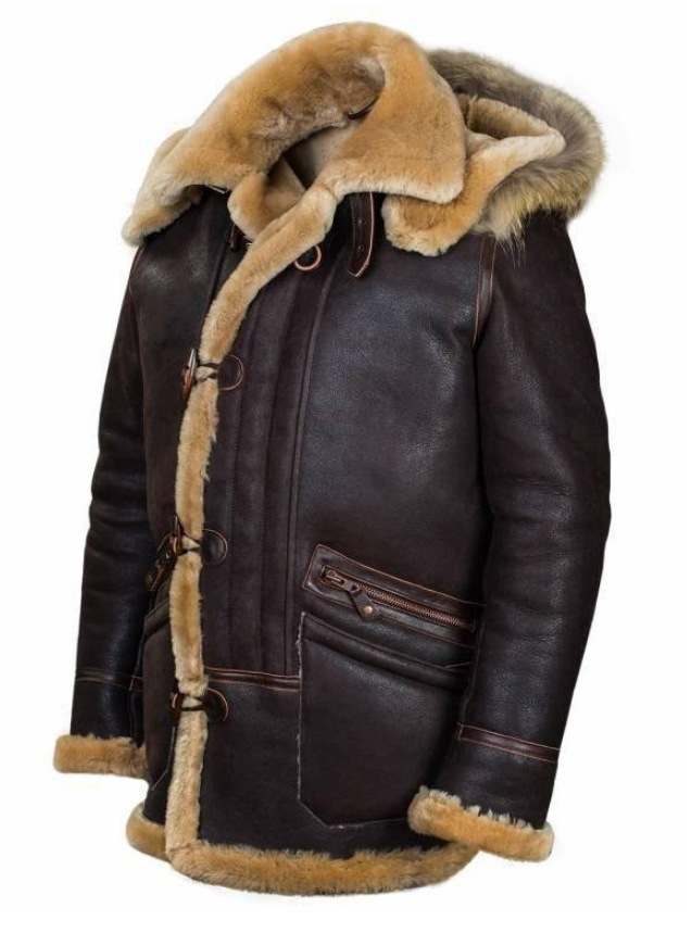 Leather And Integrated Running Capacity Men's Zipper Bag Hooded Fur Coat M Optimized Weight 0.85Kg_voghion.com