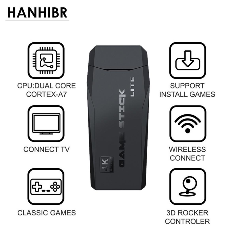 Game Stick Ultra Video Game Console For PS1/SEGA/SNES/MAME Retro TV Game Console HDMI-Compatible 64GB 10000+ Games_voghion.com