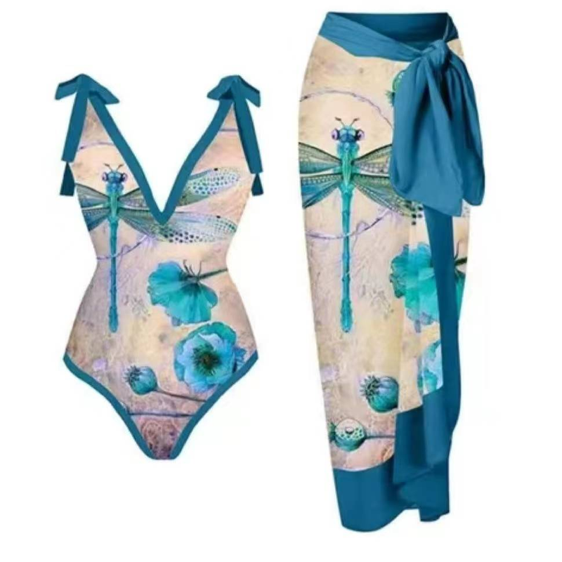 Maillot de bain une pièce conservateur européen et américain, jupe en mousseline de soie, deux pièces décontractées couvrant le ventre, maillot de bain pour femme_voghion.com