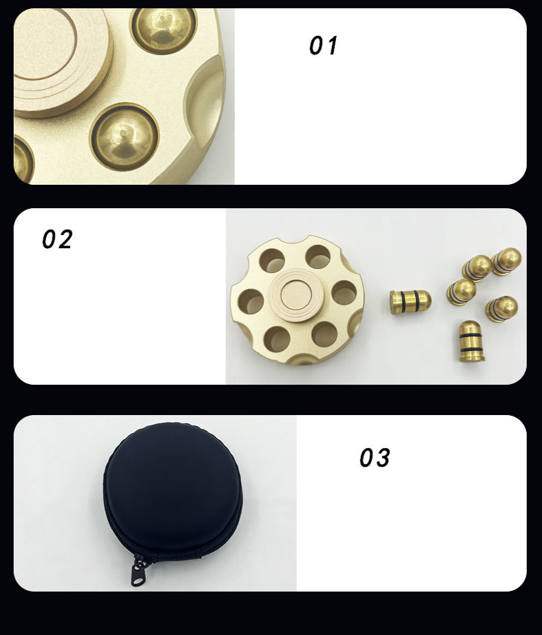 Jucărie pentru degete Cupru pur Fidget Spinner Revolver Glonț Pistol detașabil Edc Rotativ pentru adulți agrement_voghion.com