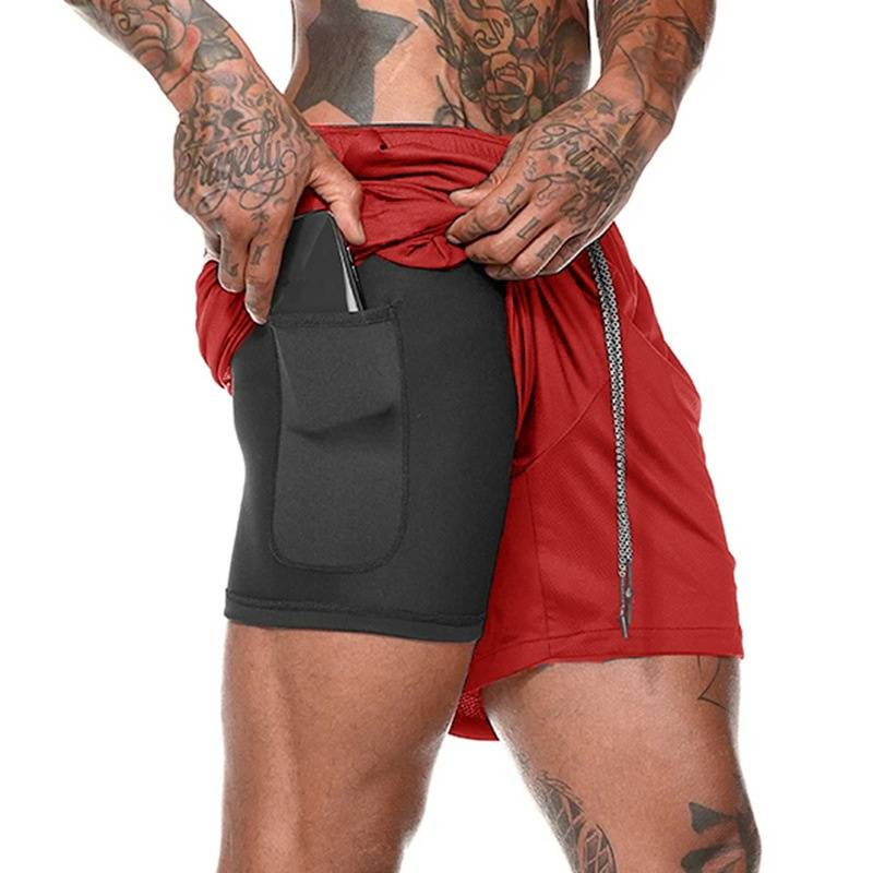 Men's Clothing Sports Shorts Men's Quick-drying Large Size Mesh Boxing Fitness Two-piece Five-point Pants_voghion.com