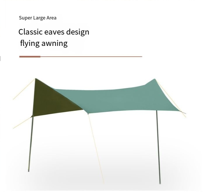 Grande tenda da campeggio all'aperto parasole campeggio protezione solare colla nera tenda esagonale argento vento e pioggia_voghion.com