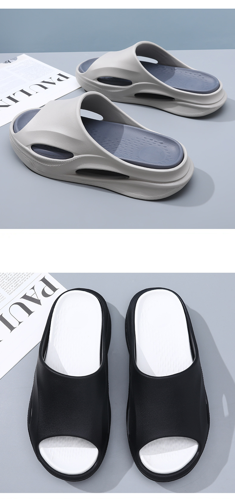 Neue Flip-Flops für Herren mit dicker Unterseite, weicher, elastischer Außenstrand-Rutschfester, modischer, einfacher Sandalen_voghion.com