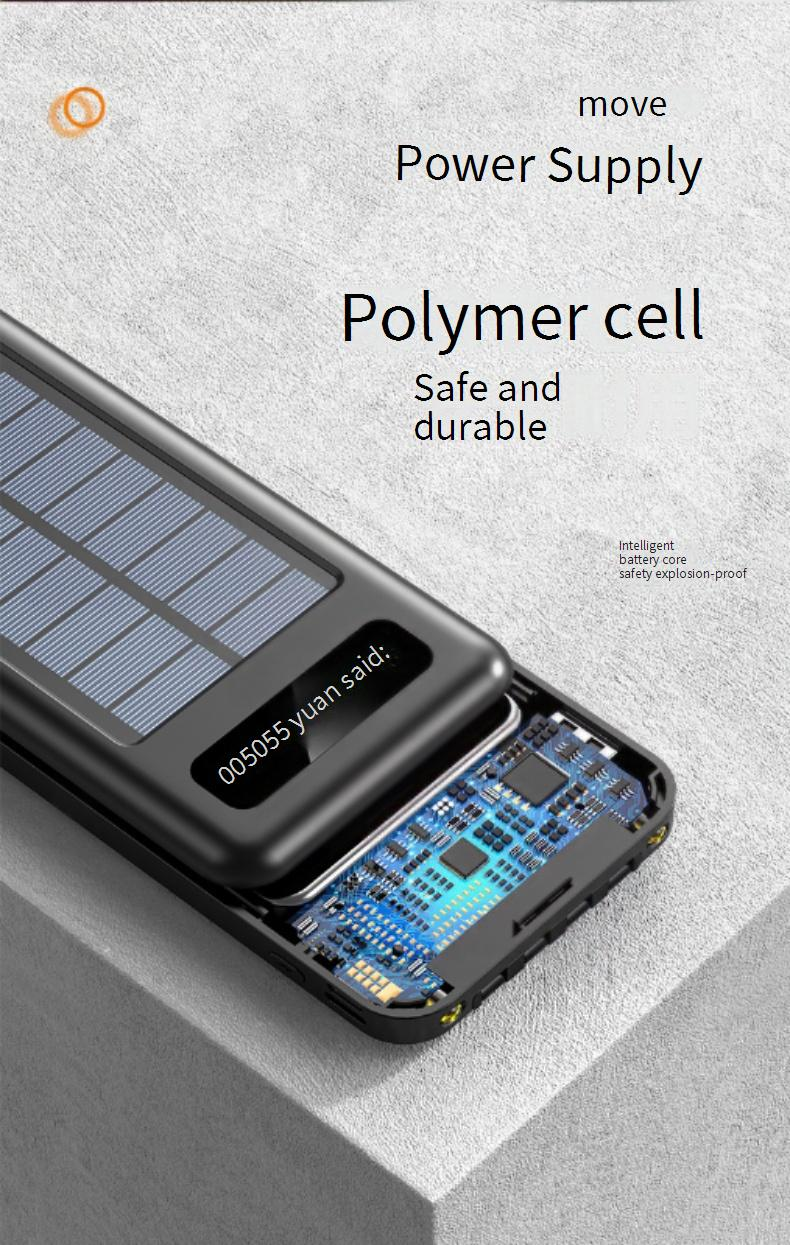 20000mAh Solar Power Bank With Built-in Cable, Portable Fast Charging External Battery For Outdoor Travel & Emergency_voghion.com