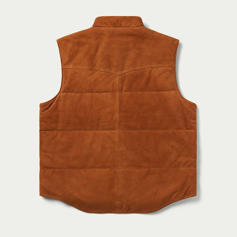 Men's Casual Vintage Vest Jacket - Cotton Blend, Slim Fit, Open Front With Pockets, Autumn Winter Layering Essential (Caramel, S-XXXL)_voghion.com
