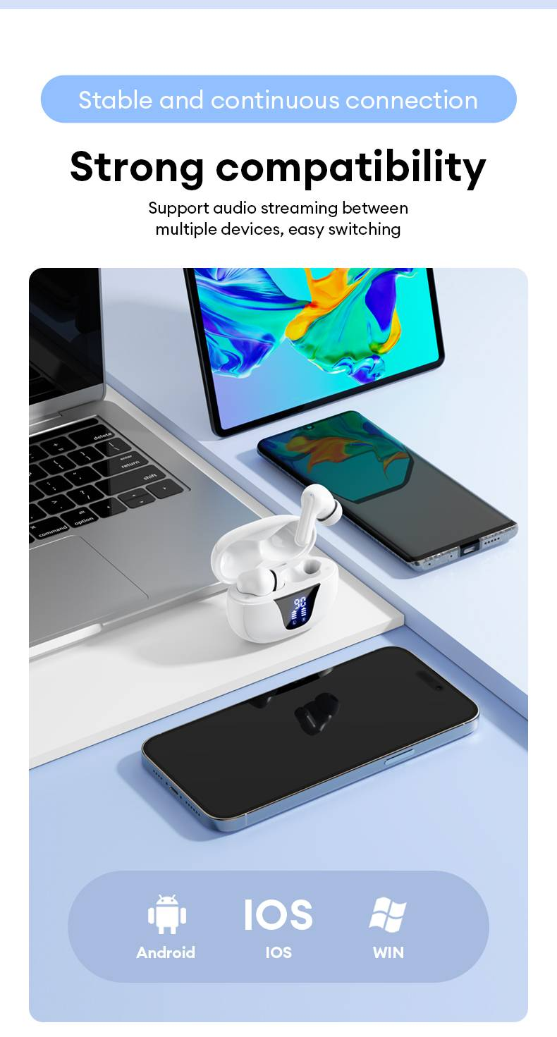 New Lenovo XT58 Wireless Bluetooth Earbuds HIFI Stereo Call Noise Reduction Headphones With LED Display Charging Case Earphones_voghion.com
