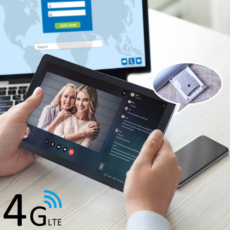 T70 10,1" IPS Android Tablet – 4G LTE, Octa-Core, 32 GB Speicher, Dual-SIM, GPS, Bluetooth (Silbergrau)_voghion.com
