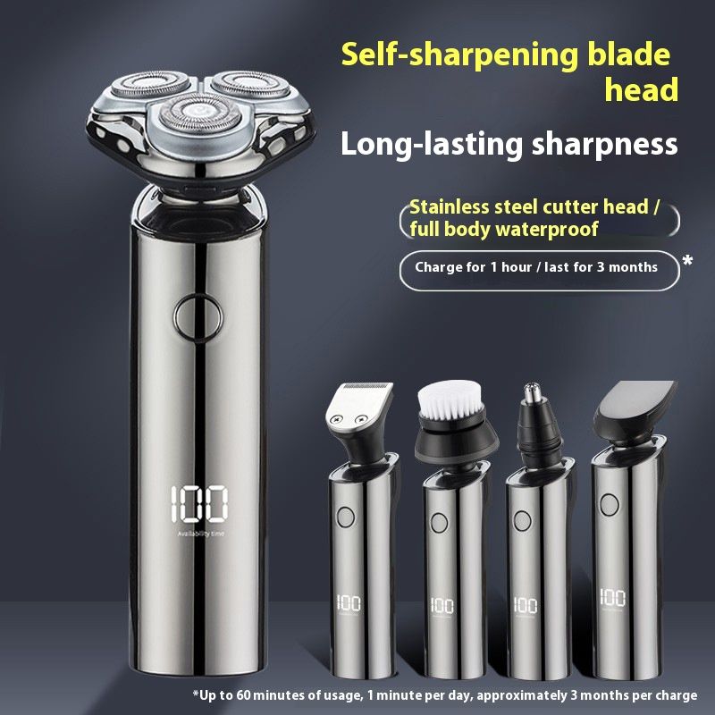 Multi-Grooming Electric Shaver For Men – 3D Floating Heads, 80-Min Runtime, USB Charging, Waterproof & All-in-One Kit (LED Display)_voghion.com