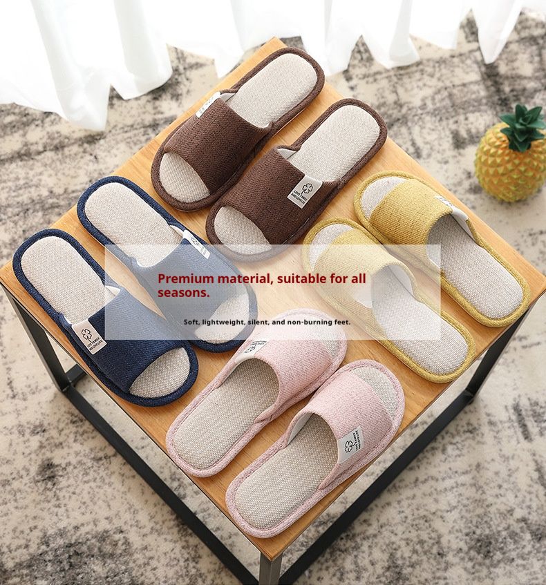 Yonca Desenli Unisex Ayarlanabilir Keten Terlikler - Her Mevsim İçin Nefes Alabilen Ev Terlikleri (Birden Fazla Renk ve Beden)_voghion.com