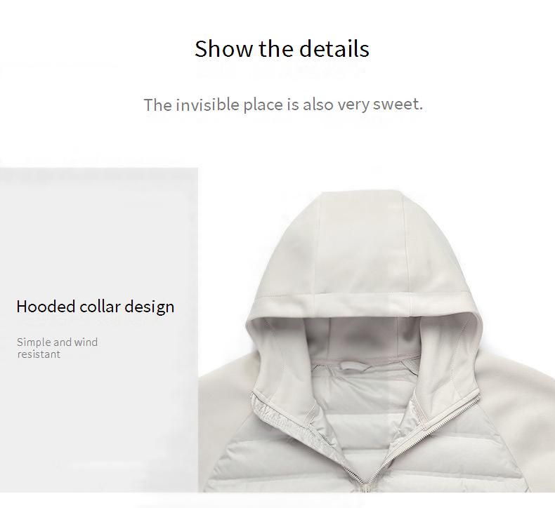 Men's Casual Hooded Down Jacket – 700FP Machine-Washable Winter Coat, Waterproof & Anti-Wrinkle, Korean Streetwear Style (Black/White)_voghion.com