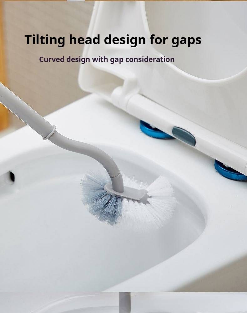 Escobillero de pared con soporte, cerdas de limpieza profunda, herramienta de limpieza para baño que ahorra espacio, disponible en blanco y gris._voghion.com