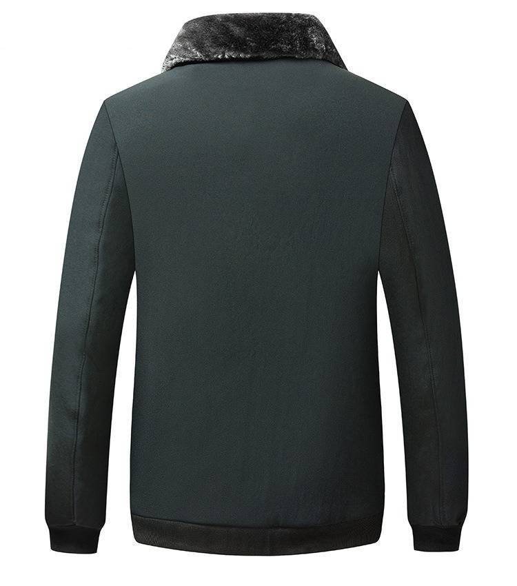 Cappotto invernale spesso da uomo con fodera in pile e collo alto, giacca calda in sherpa per persone di mezza età e anziani, vestibilità ampia, chiusura con cerniera (rosso/nero)_voghion.com