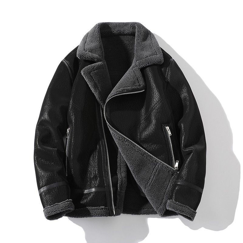 Übergroße Herrenjacke aus Kunstlammfell – Streetwear-Wintermantel mit Reißverschluss (Größen M-5XL, Schwarz)_voghion.com