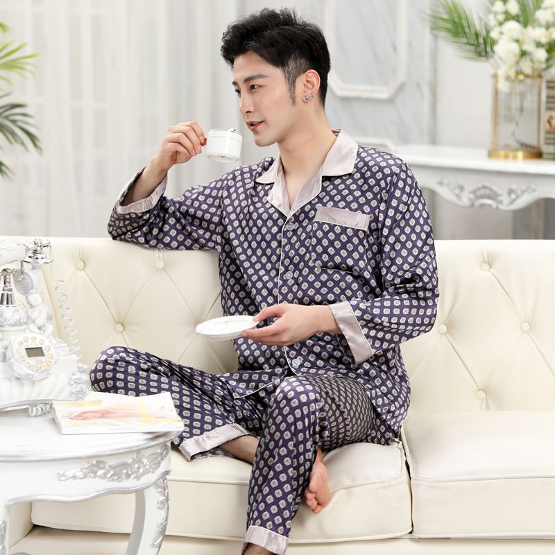 'Cool Four Seasons' Men's Sleepwear: Made Of Ice Silk Material, Plus Size Short Sleeved Pants Set_voghion.com