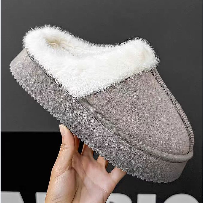 mit Fleece, dicker Sohle, rutschfest, Unisex-Paar-Hausschuhe zur Erhöhung der Körpergröße im Innenbereich, Damen-Baumwollhausschuhe_voghion.com